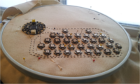 35 densely-packed LEDs arranged in the shape of a cloud. No wiring is completed; the image depicts a layout only.